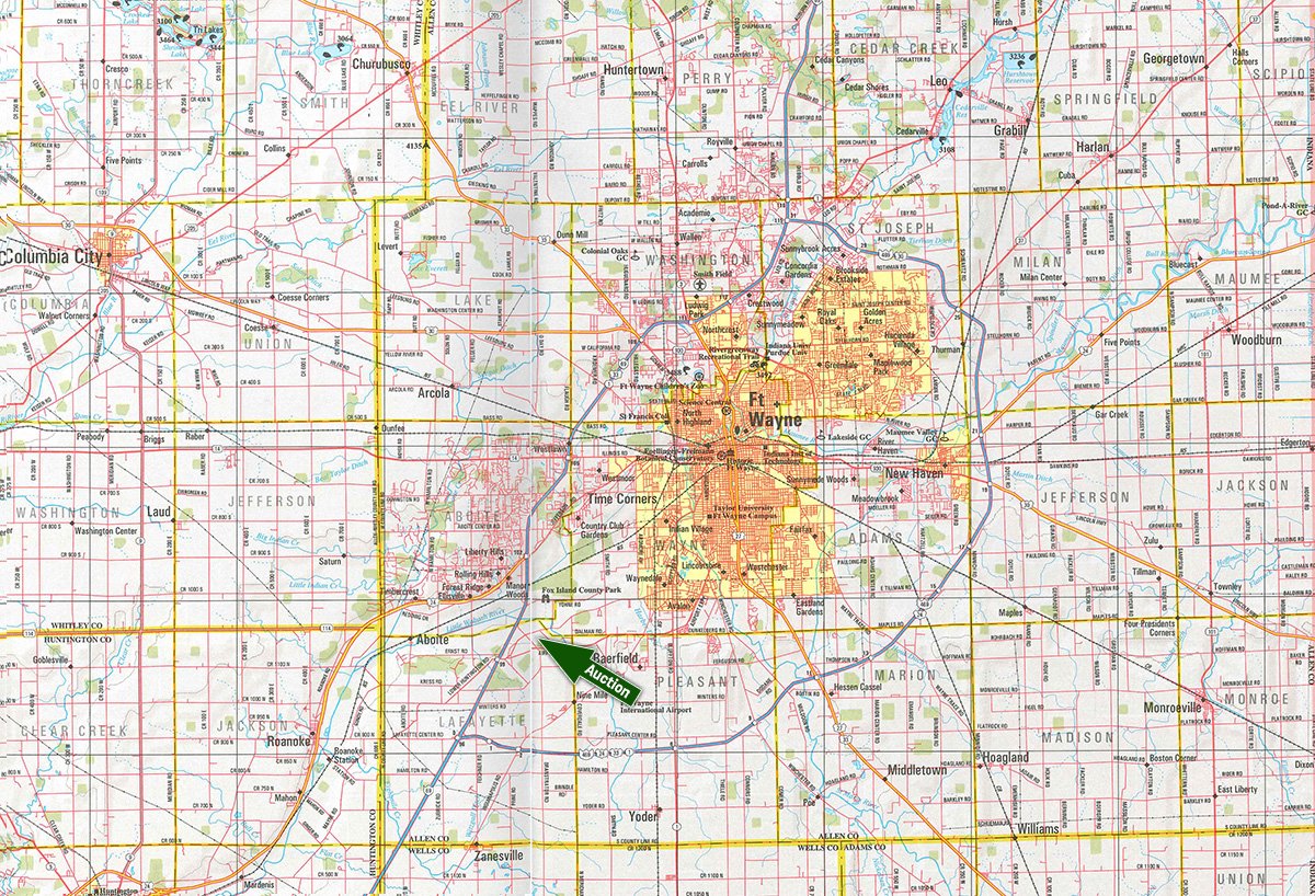 Area map - FARM EQUIPMENT & REAL ESTATE AUCTION IN ALLEN COUNTY, INDIANA